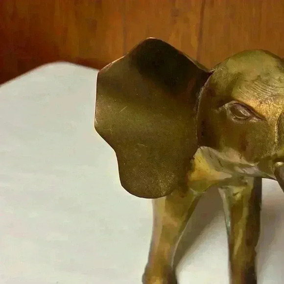 Vintage Large Brass Elephant Sculpture 1970's - Picture 6 of 11